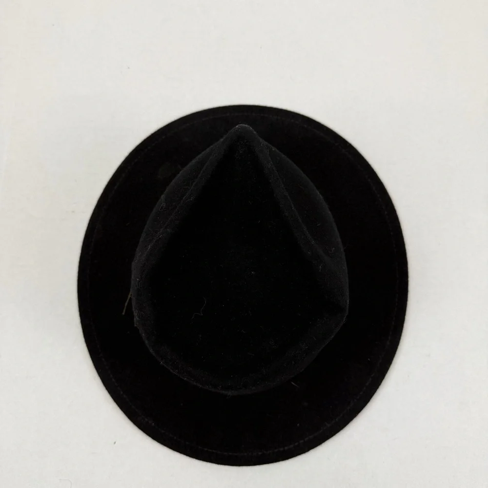 Yellow 108 Luke Fedora Black Wool Felt Hat Size Large Made‎ in USA